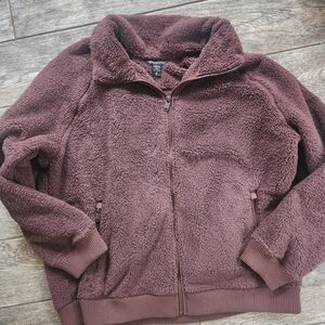Athleta Purple Fuzzy TUGA  Zip-Up Jacket XL